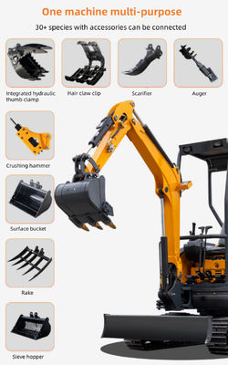 Full Hydraulic Pilot 2.5 Ton Mini Excavator Equipment Multi Purpose Small Digging Machine