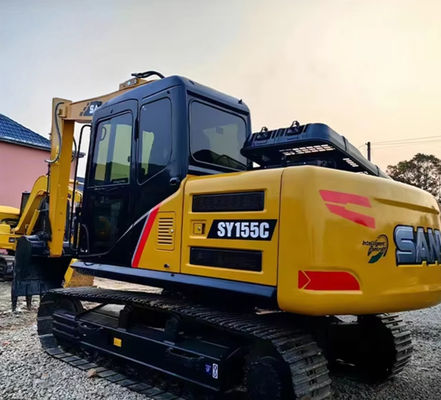 Old Sany Sy155C Crawler Excavator , Used Earth Moving Equipment 15ton Yellow Colour