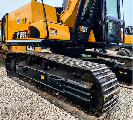 Old Sany Sy155C Crawler Excavator , Used Earth Moving Equipment 15ton Yellow Colour