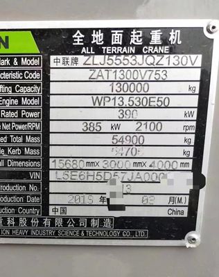 Used 130 Ton Zoomlion Mobile Crane Low Fuel Consumption Construction Truck with Essential Gear and Motor Pump Core Components