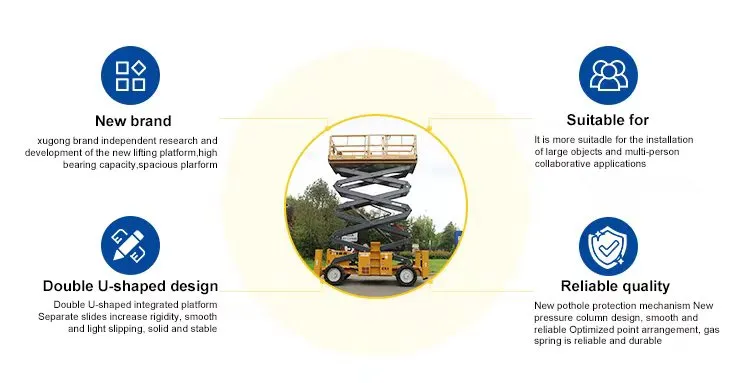 Construction Equipment 15m Diesel Rough Terrain Lifting Platform Xg1523rt Mini Hydraulic Aerial Work Platform Mobile Scissor Lift Table Platform for Sale 0