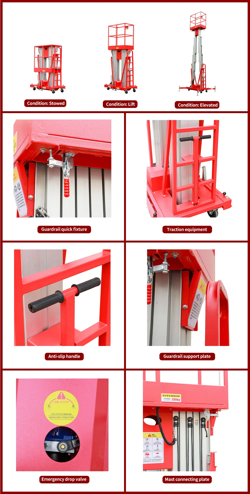 Double Mast Aluminum Lift Telescopic Aluminum Aerial Work Platform 1